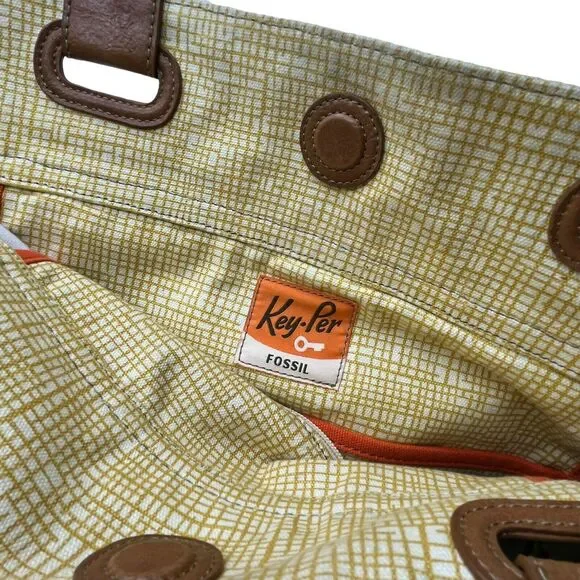 Fossil Womens Key Per Bird City ZB457 Coated Canvas Shoulder Handbag Purse - Picture 5 of 16